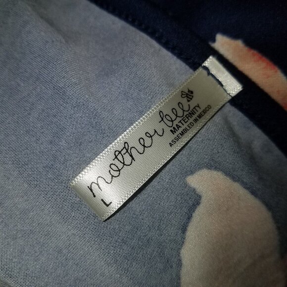 Mother Bee Maternity Dress Blue Floral Size Large Maxi Length Green Pink Yellow - Picture 10 of 12
